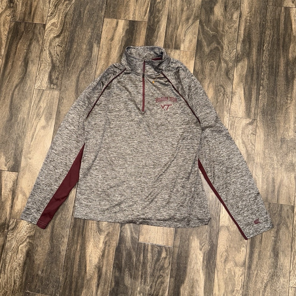 Virginia Tech Quarter-Zip Pullover Athletic Top Men's Small Colosseum Grey